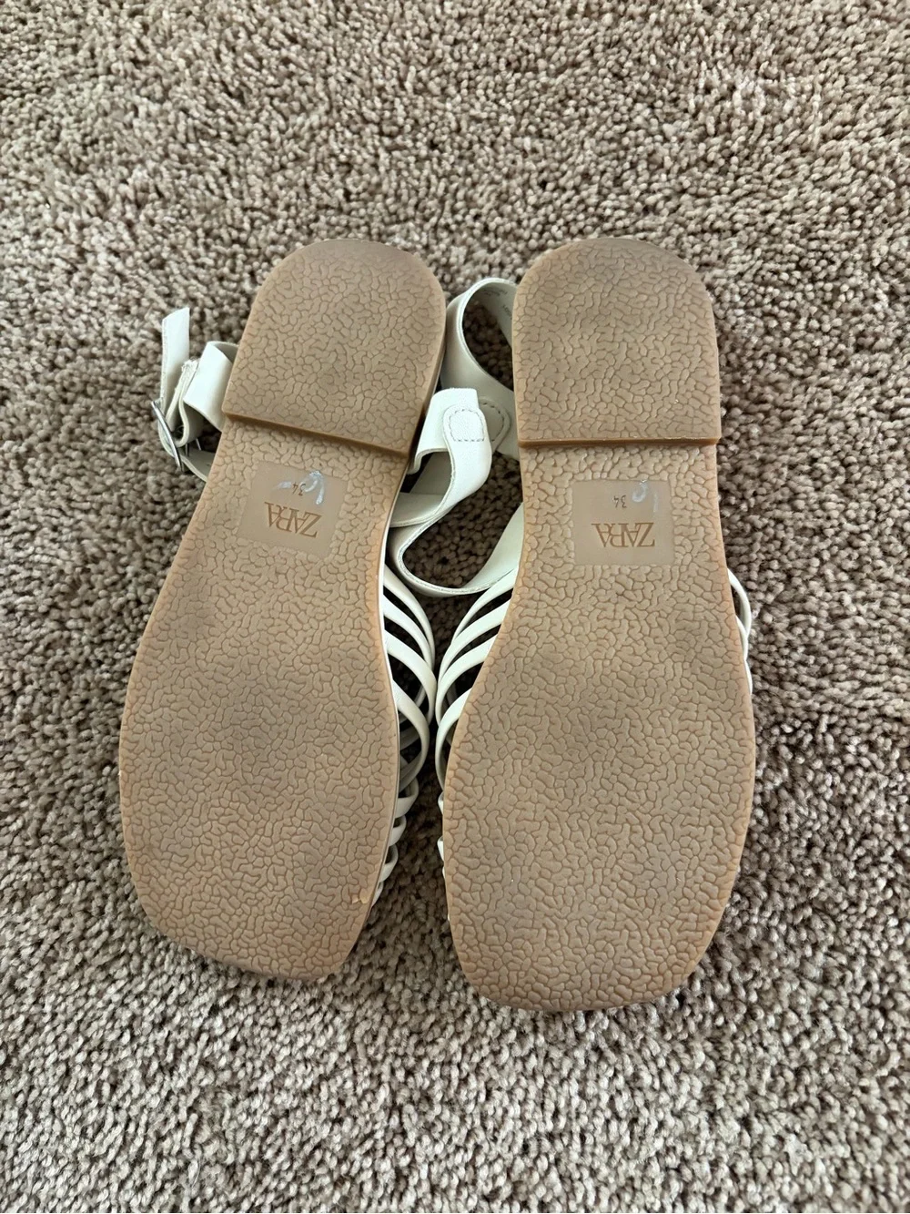 Zara Cream Woven Strappy Kids Sandals with Ankle Buckle